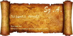 Szigeti Arnó névjegykártya